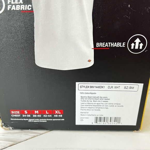 Dickies Men's V-Neck T-Shirts Size Small 5 Pack White Cotton Undershirts - Picture 5 of 6